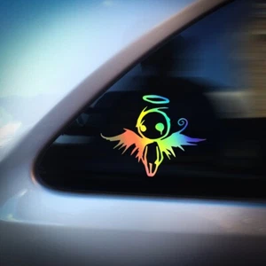 Gothic Fallen Angel Of Death Decal Sticker Holographic Oil Slick Chrome Car Van - Picture 1 of 1