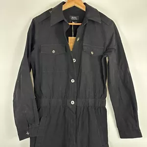 A.P.C. Rue Madame Paris Size 34 XS Small Black Cotton Twill Utility Jumpsuit NWT - Picture 1 of 10