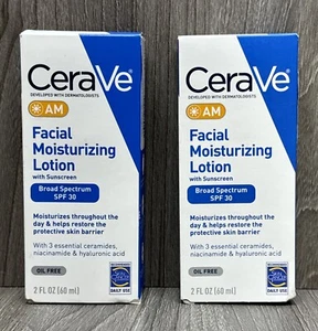 LOT OF 2 CeraVe AM Facial Moisturizing Lotion with Sunscreen - SPF 30 EXP 2026+ - Picture 1 of 2
