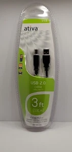 Ativa Brand New Original Pkg USB 2.0 A-B 3-Ft Printer Cable 3Ft. Free Shipping - Picture 1 of 4