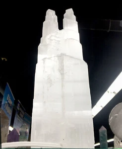 XL Selenite Tower Lamp " White Natural Crystal Light LED Cord Double Twin Tower - Picture 1 of 8