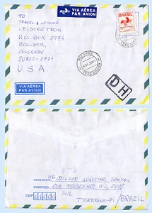 Brasilien 1990 1e Porte Serie B International Rate Taxe Perque #2218 Brief nach USA - Bild 1 von 2