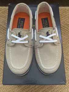 NIB POLO Ralph Lauren Boys Sander Boat Shoe Khaki Size 11 - Picture 1 of 6