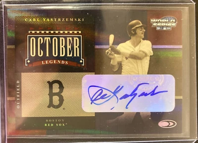 Carl Yastrzemski AUTO #/5 Donruss October Legend Gold 2004 autógrafo Medias Rojas Salón de la fama Foto 1 de 4