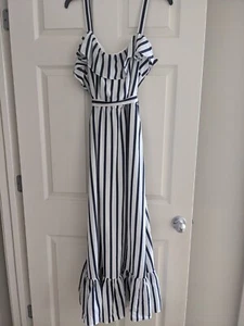 Betsey Johnson Maxikleid mit Rüschen, gestreift, Größe 14, TOP ZUSTAND! - Bild 1 von 4