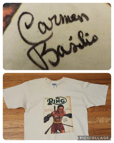 Vintage 90's The Ring Boxing Magazine Carmen Basilio Cover Photo T-shirt L Auto Cover