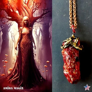 Uncut Gemstone Pendant Necklace Spirit Companion Magic Portal Raw Stone Amulet - Picture 1 of 24
