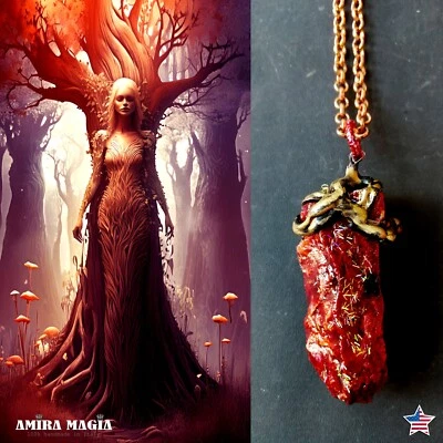 Uncut Gemstone Pendant Necklace Spirit Companion Magic Portal Raw Stone Amulet - Image 1 of 4