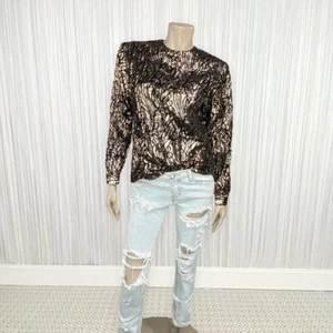 Vintage große schwarz-goldene Langarmbluse - Bild 1 von 6