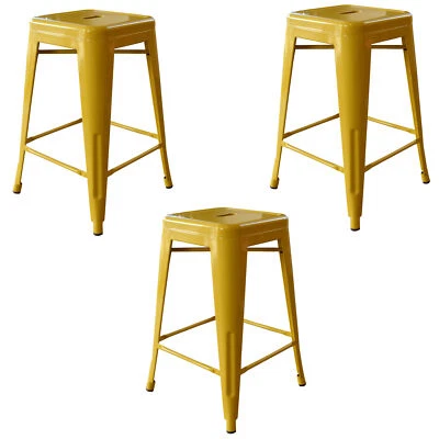 AmeriHome BS24GOLD3 Loft Gold 24 in. Metal Bar Stool - 3 Piece - Image 1 of 4