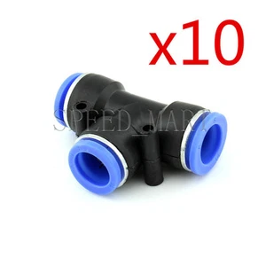 10 x T-junction PE16 Pneumatic Air 3 Way Quick Fittings Connector 16mm Tube Hose - Picture 1 of 2