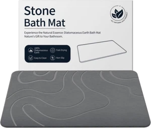 Stone Bath Mat Diatomaceous Earth Shower Mat Non-Slip Super Absorbent Diatomite - Picture 1 of 12