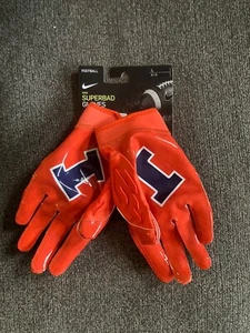Nike Superbad 6.0 Illinois Fighting Illini PE Football Gloves Size L FN5299 806 - Picture 1 of 4