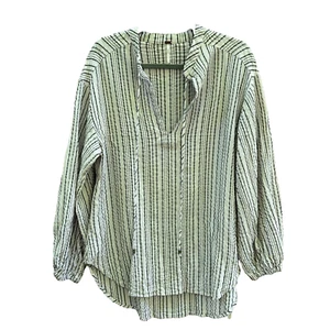 Free People Women Boho Striped Rhythm of the Night V-neck Tunic Top Size M - Picture 1 of 13