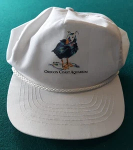 Vintage Oregon Coast Aquarium Hat Cap Strap Back White with Bird Mens 90s Otto - Picture 1 of 6