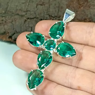 Colgante de piedras preciosas de pera de apatita verde plata de ley 925 colgante de joyería Foto 1 de 4