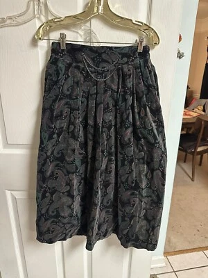 Falda de Terciopelo Negra Años 70 80 Yi Shan Verde Cadenas Cachemira Púrpura Med 10 28x32 De Colección Foto 1 de 4