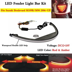 LED Turn Signals Rear Fender Light Bar For Suzuki Boulevard M109R M90 2006-22 - Picture 1 of 8