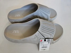ZARA Man Textured Chunky Slides Off-White Size 8 - Picture 1 of 8