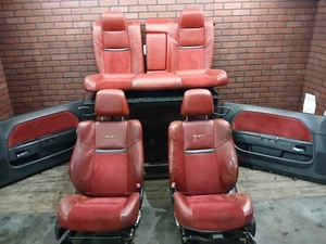 2009-2014 Dodge Challenger SRT Full Seat Set Leather Suede Red w/ Door Panels - Picture 1 of 23