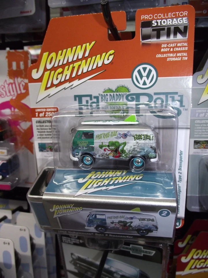 Johnny lightning 1/64 1965 volkswagen Type 2 transporter rat fink green wht NIB - Image 1 of 1