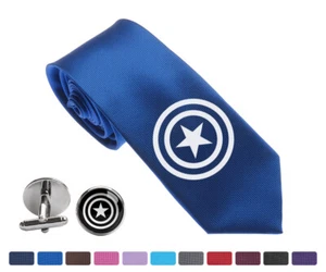 Corbata Corbata Gemelos de 2,5" Marvel Hero Capitán América Hombres Tejido Novio Delgado - Imagen 1 de 29