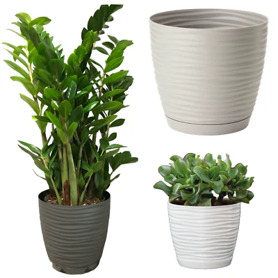 Übertopf Wellen Elegant Rund Blumentopf mit/ohne Untersetzer (3 Farben;7 Größen) - Bild 1 von 4