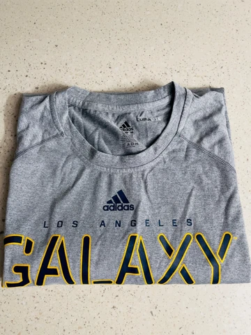 Adidas LA Galaxy Training Shirt Mens 2XL Gray Climalite Short Sleeve Cover