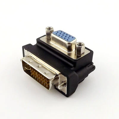 1x Right Angle 90 Degree VGA Female To DVI 24+5 Pin Male Video Convertor Adapter - Image 1 of 4