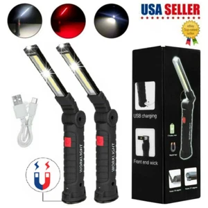 1/2/4PCS Rechargeable LED COB Work Light Mechanic Flashlight Lamp Magnetic Base - Picture 1 of 10