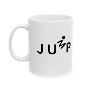 Tazza da caffè Creative Typography Design "Jump" (11 oz, 15 oz), regalo tazza minimalista - Foto 1 di 9
