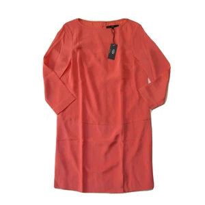 NWT Tibi New York Essential Shift in Coral Slit Hem Silk Dress 0 - Picture 1 of 5