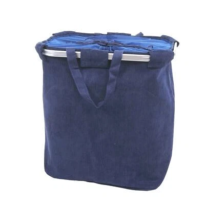 B-Ware Wäschekorb MCW-C34, Wäschesammler, 2 Fächer 54x52x32cm 89l, cord blau - Bild 1 von 4