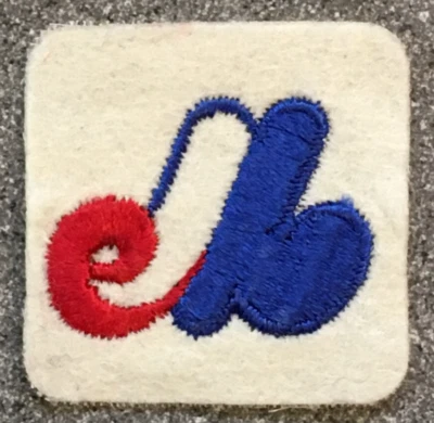 1970'S MONTREAL EXPOS MLB BASEBALL VINTAGE 2" SQUARE DEFUNCT TEAM HAT PATCH - Image 1 of 3