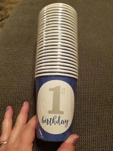 Blue 1st Birthday Party Cups - Picture 1 of 2