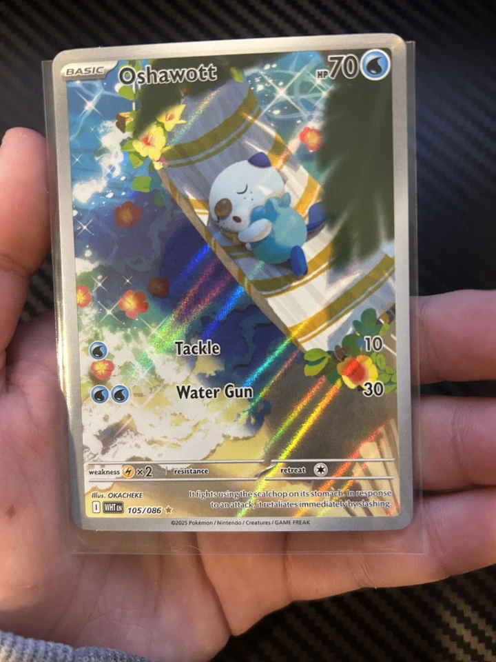 2025 Pokemon TCG SV White Flare WHT EN Oshawott Illustration Rare #105/086 (NM) - Image 1 of 3