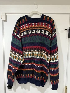 Vintage Eddie Bauer Knit Sweater Mens XL Fair Isle Preppy Heritage Grandpacore - Picture 1 of 10