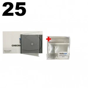 25 Original Old Style Black STANDARD CD Jewel Case Heavy Duty 90g & 100 OPP Bags - Picture 1 of 6