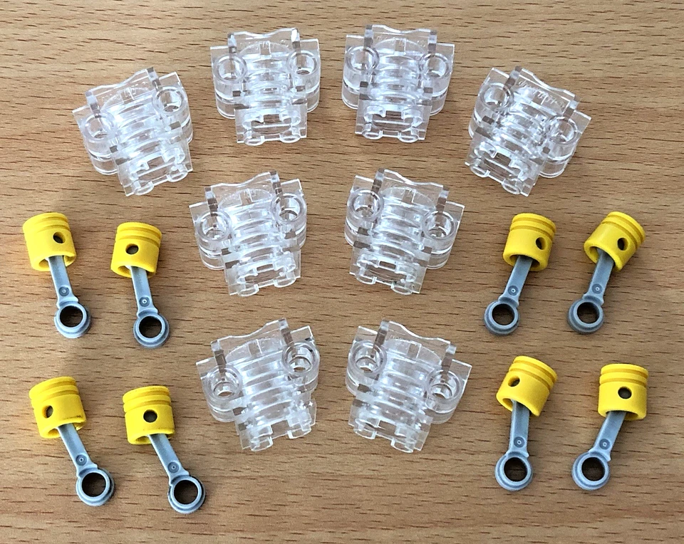 Lego Technic V8 Engine Parts - Cylinders Pistons Connecting Rods 2850a 2851 2852 - Image 1 of 1