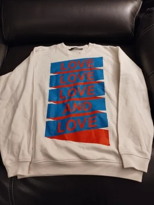 Love Moschino Para Hombre XL Pullover Gráfico Sudadera En Blanco Off Foto 1 de 4