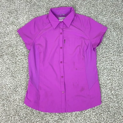 Columbia Shirt Womens Large Purple Short Sleeve Button Front Hiking Omni Shade - Image 1 of 4