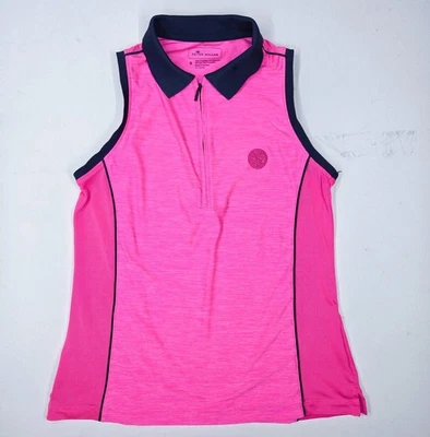 Camisa Polo Peter Millar Sin Mangas Para Mujer Pequeña S Rosa Caliente UPF Golf Pickleball Foto 1 de 4