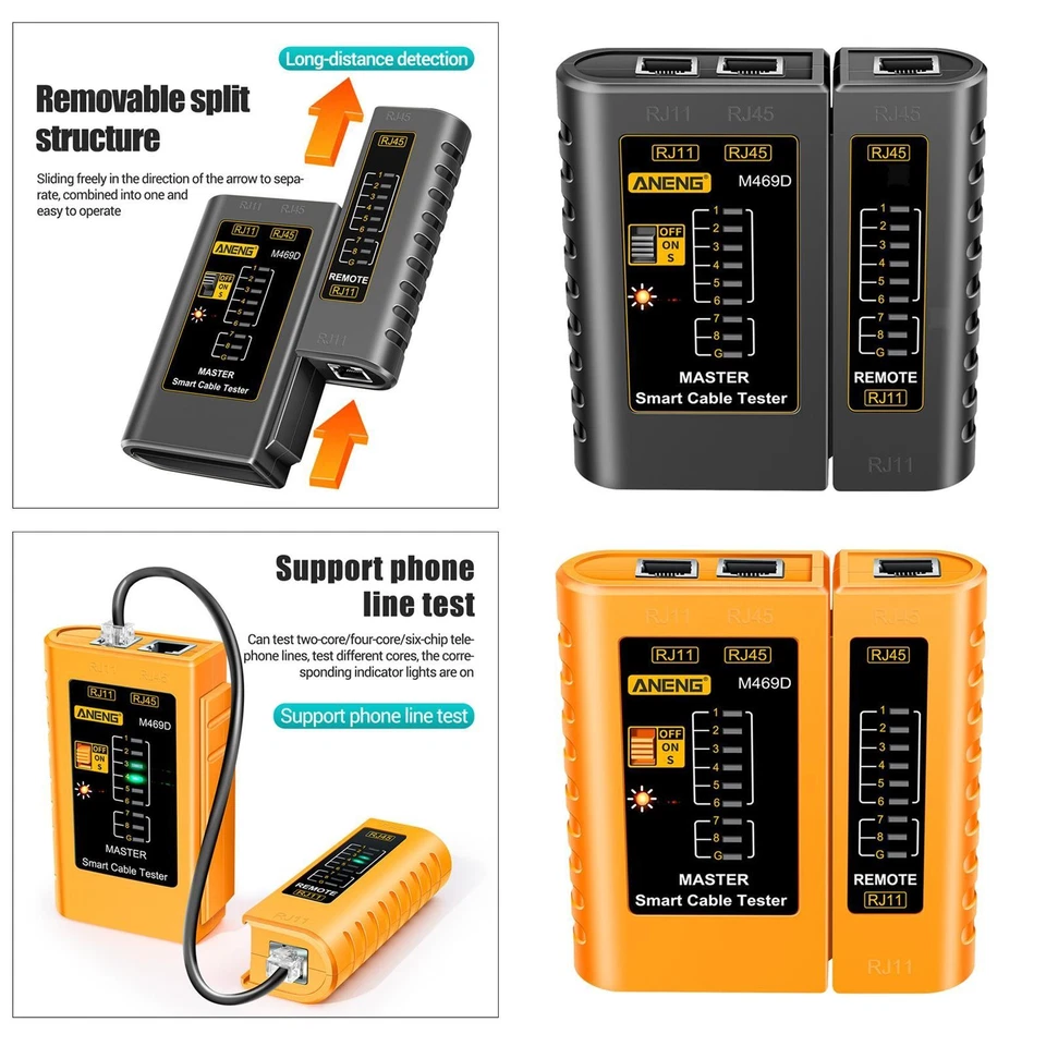 Netzwerkkabeltester Cat 5 5E 6 Ethernet RJ45RJ11 Kabeltester für LAN - Bild 1 von 1