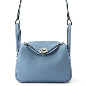 HERMES Lindy Size Mini Taurillon Clemence New Blue Jean - Picture 1 of 9