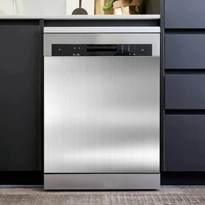Silver Brushed Stainless Steel Dishwasher Magnet Cover - Decorative Kitchen A... - Picture 1 of 7