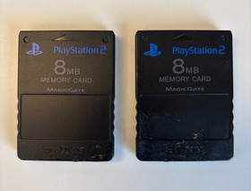 Lot of 2 Sony PlayStation 2 PS2 OEM 8 MB Memory Card Black Tested & Works!
