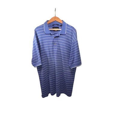 GREG NORMAN Para Hombres XL Azul Blanco Rayas Golf Polo Jugar Seco Absorbe Humedad Foto 1 de 4