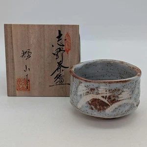Shino Ware Tea Bowl by Kiyoyama Mino-yaki E-Shino Matcha Chawan Box 12.4cm - Picture 1 of 20