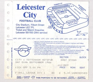 Leicester City v Tottenham Hotspur 1986-1987 Division One Ticket 20/09/1986 - Picture 1 of 2