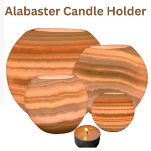 Alabaster Globe Handmade Tealight / Votive Candle Holder , Small - Picture 1 of 7